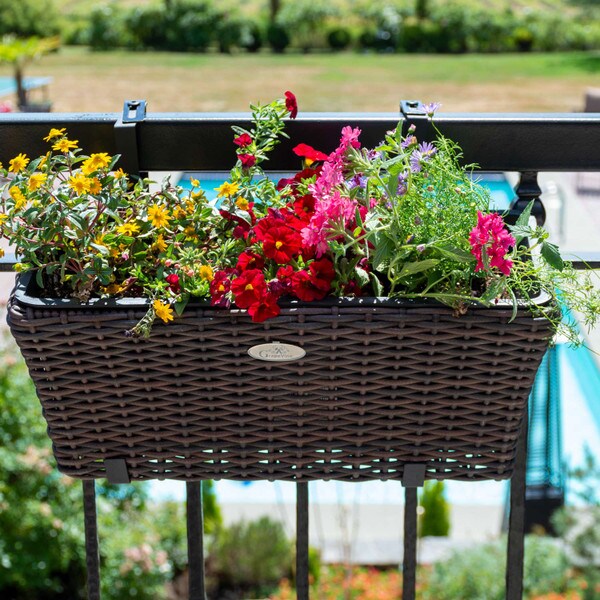 Brown Wicker Balcony Planter